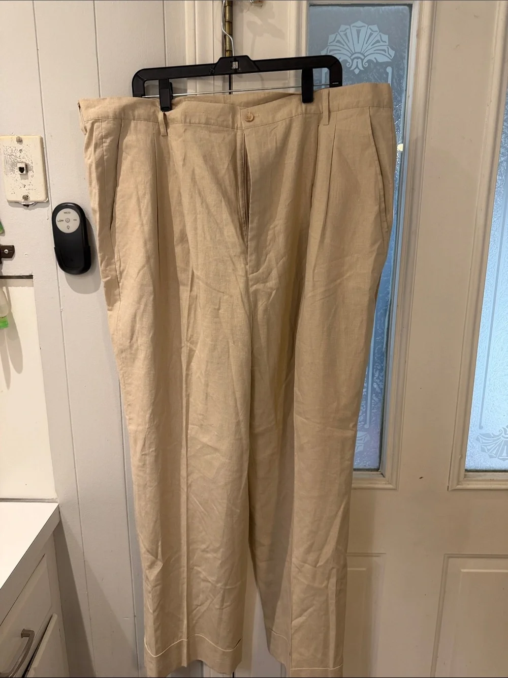 Men's Beige Pleated Dress Pants